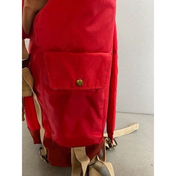 JanSport Heritage Rucksack Backpack Adobe Red Nylon Hiking Bag Tan Straps OOP - Picture 5 of 12